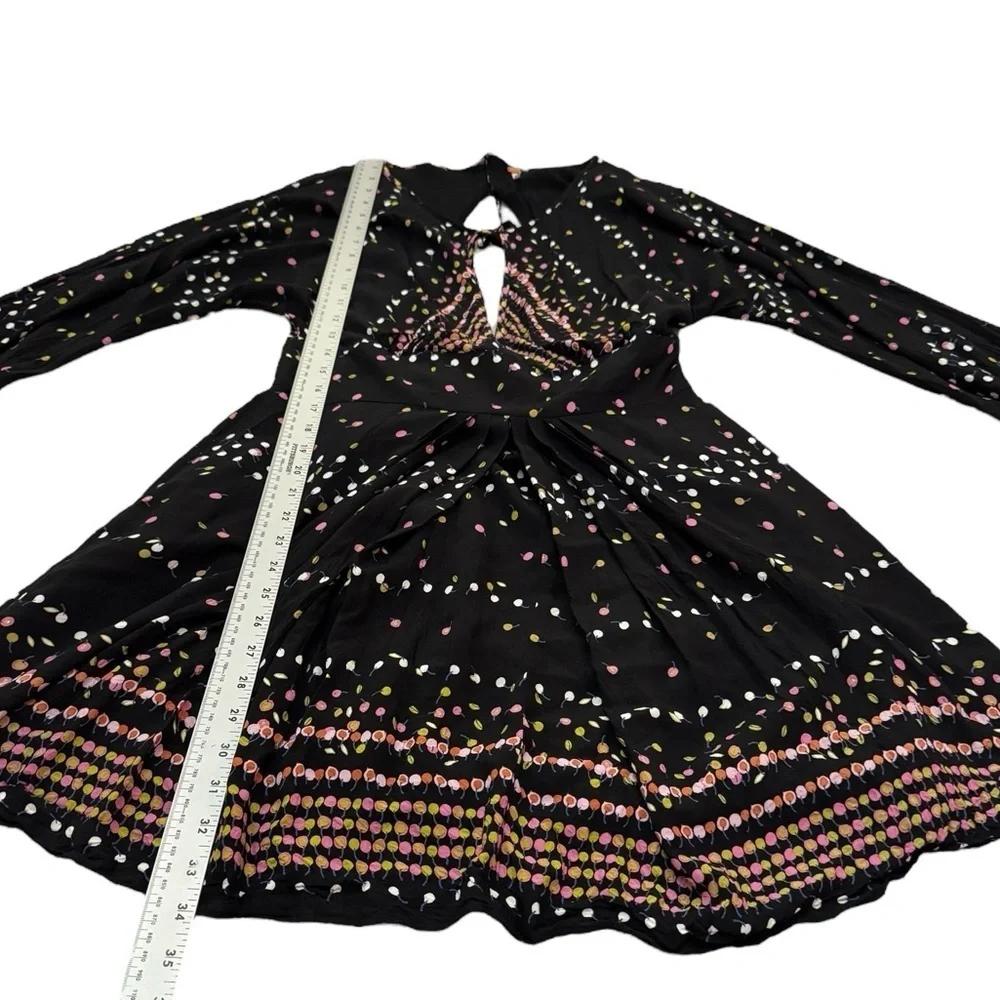 Free People Black Printed Coryn Mini Dress Size 12